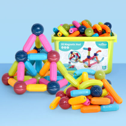 Magnetic Balls and Rods Set, Magnetic Building Sticks Blocks Toys,Educational STEM Toys for Kids(124PCS)