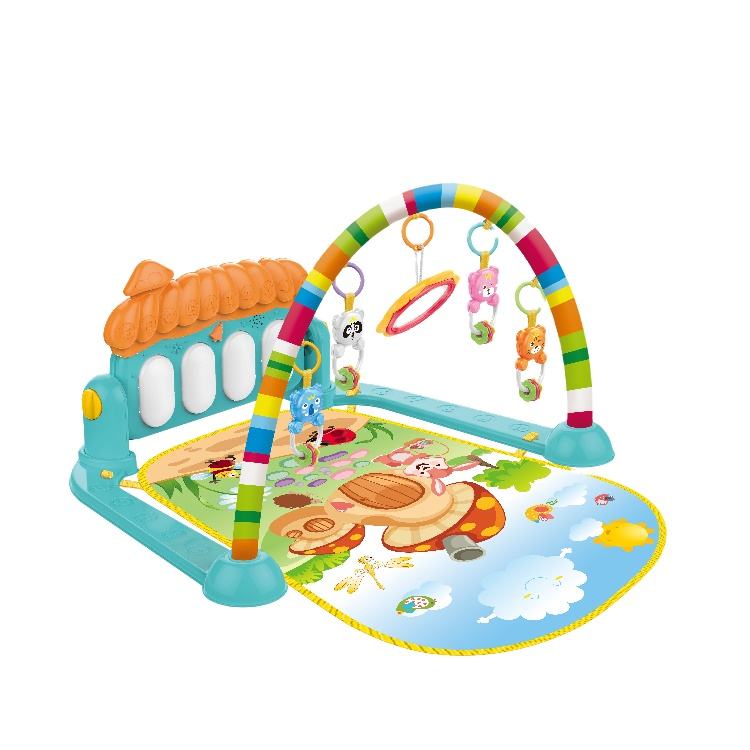 Cartoon Baby Play Mat with Piano Keyboards Activity, Early Education Blanket with Pendant Toy